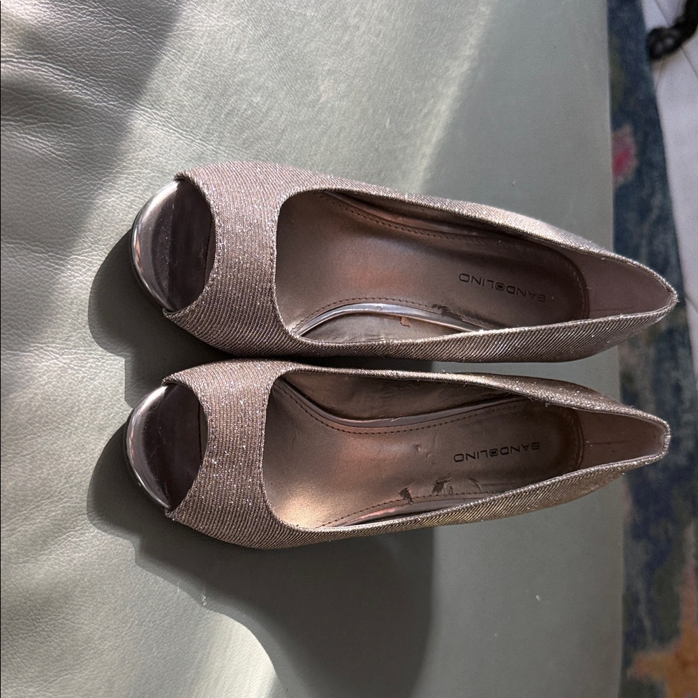 Bandolino Women's Glitter Peep Toe Heels - Silver